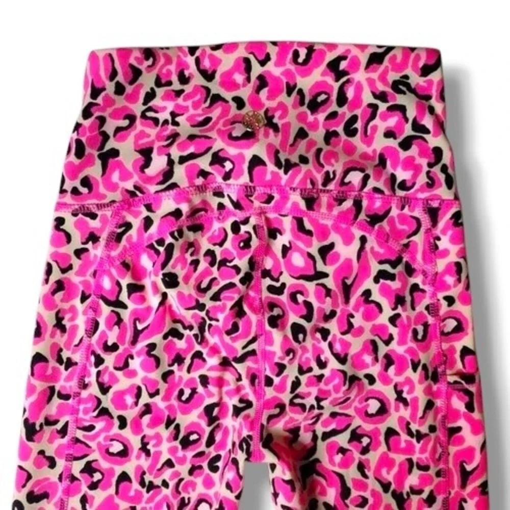 Lilly Pulitzer Weekender Leggings Pink Topaz Leopard‎ High Rise Pocket Active M